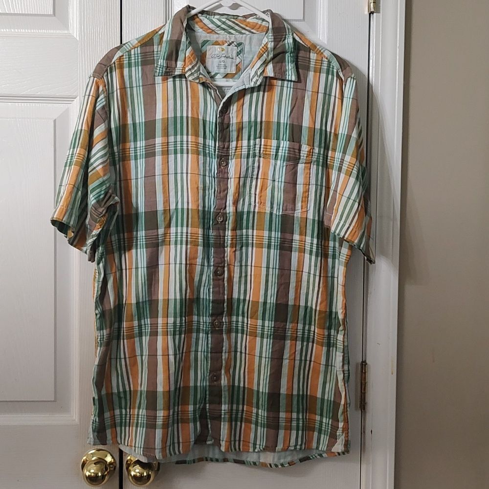 Bob Timberlake plaid button down lined casual shirt Sz L
